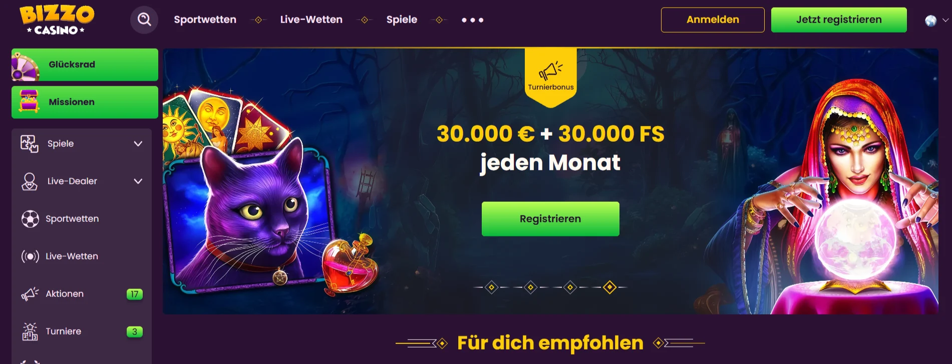Bizzo Casino Screen